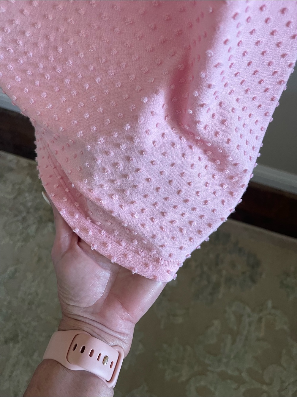 J.Crew Pink Swiss Dot Ruffle Mock Neck Camisole - Picture 8 of 9